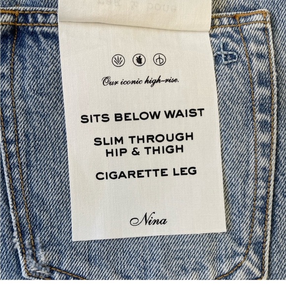 Rag & Bone Nina Cigarette Dana Point Distressed Denim High Rise Jeans 26 - Picture 3 of 15